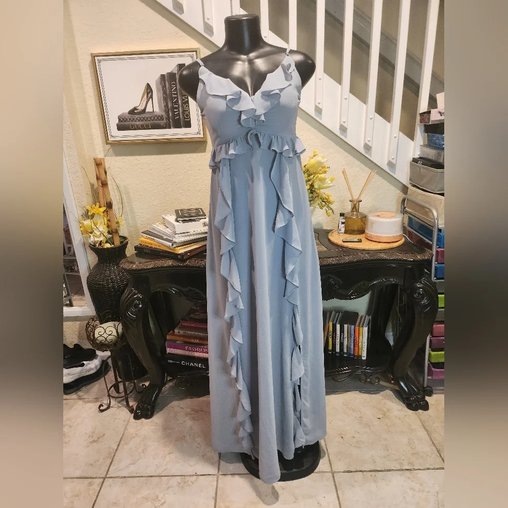 ASTR The Label Adoria Ruffle Side Slit Maxi Dress size S